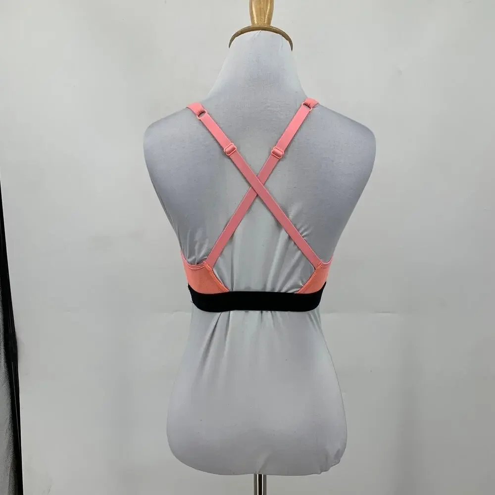 Nike Sports Bra Womens S Small Salmon Black Dri Fit Open Crossback‎ Unpadded